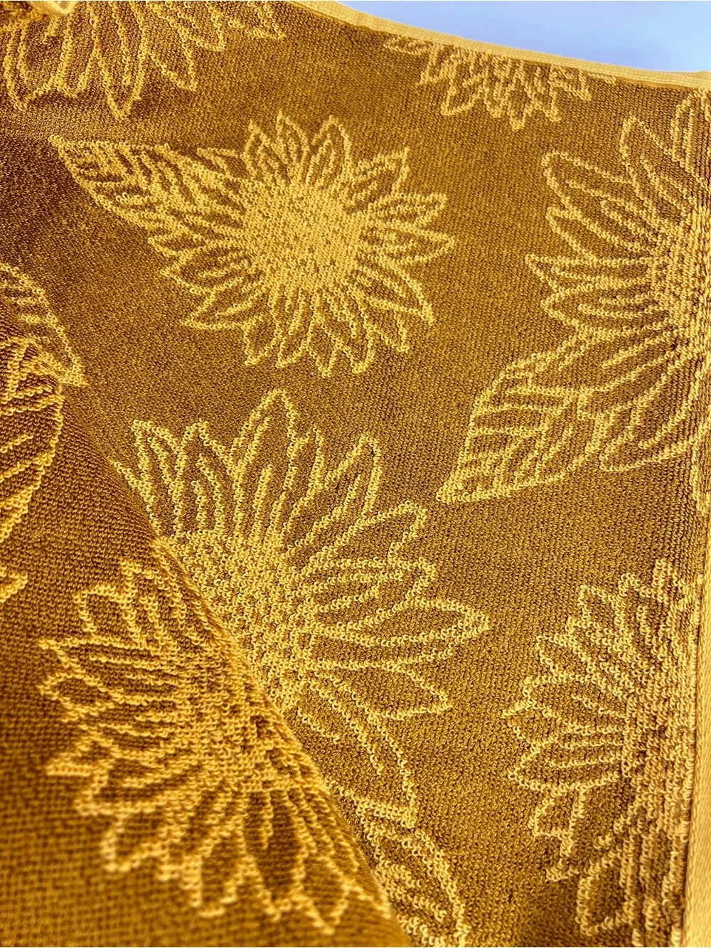 Truly Lou Bath Towel Set FALL Sunflowers Gold Brown Velour Cotton Blend 6 Pc NEW
